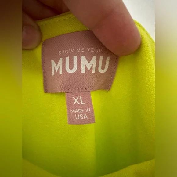 NWOT- Show me Your Mumu- Eden Midi Dress in Citrine stretch. (Electric green) XL - Picture 10 of 16